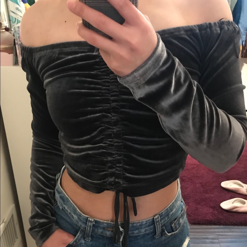 Stylish vintage woman topping dark steel